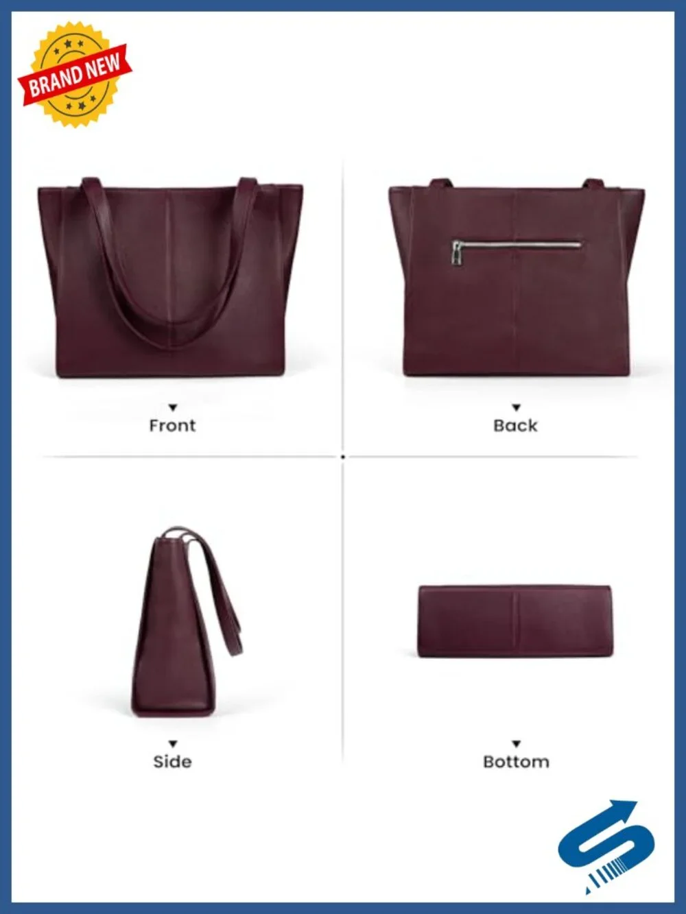 Genuine Leather Tote Bag for Women Work Travel Laptop Handbag
